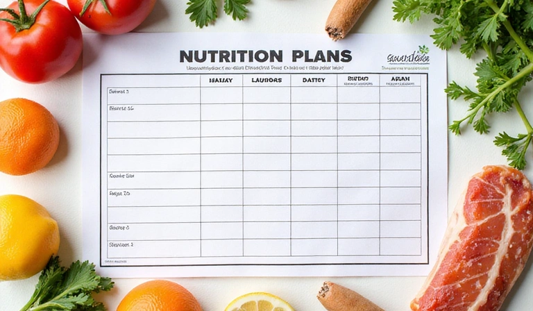 Documento de plan nutricional personalizado con alimentos saludables