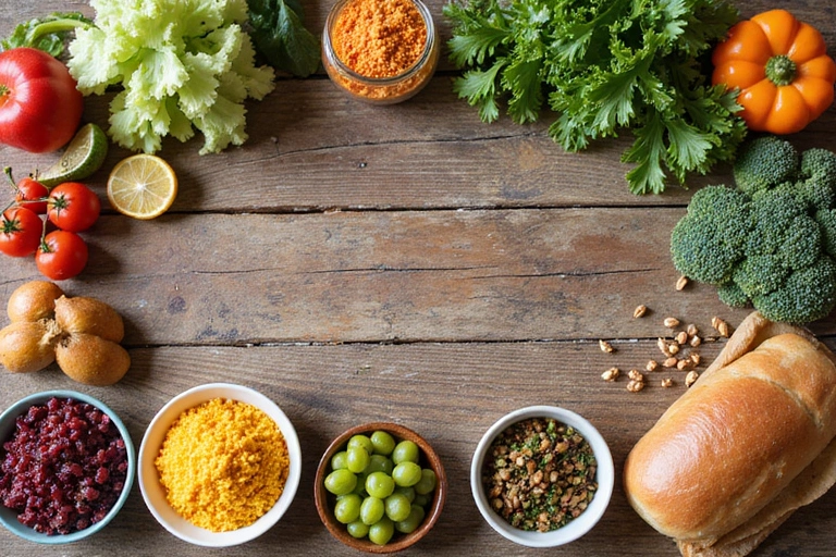 Variedad de alimentos saludables dispuestos en un plan de comidas semanal